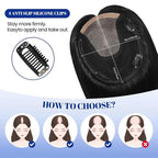 WORLDSTAR Hair Toppers for Women Real Human Hair No Bangs 6 * 7 Inch Base 14 Inch 65g #1 Jet Black with Hand-Tied Invisible with Thinning or Grey Roots (tp#1-14