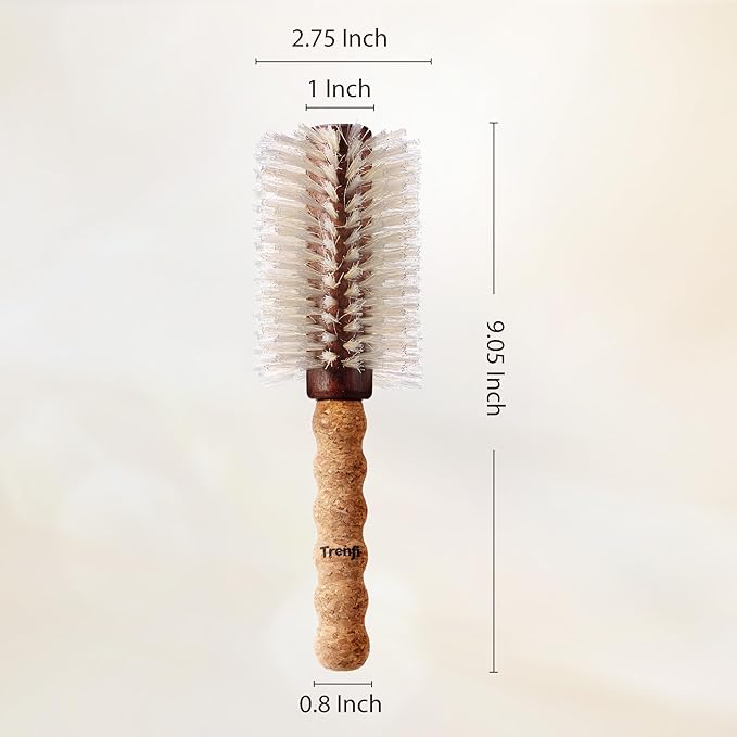 Professional Boar Bristle Round Brush for Blow Drying | 2.75" Large Volume Barrel | Ultra-Light Cork Handle | Volumizing & Smoothing Tool for Fine, Thin Hair | Salon Blowout Results
