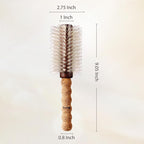 Professional Boar Bristle Round Brush for Blow Drying | 2.75" Large Volume Barrel | Ultra-Light Cork Handle | Volumizing & Smoothing Tool for Fine, Thin Hair | Salon Blowout Results