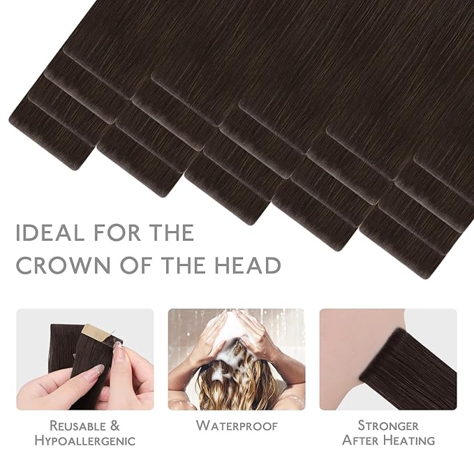 WENNALIFE Invisi Edge Tape in Hair Extensions Human Hair, 20 Inch 50g 20pcs Light Dark Brown Invisible Luxury Remy Hair Extensions Natural Seamless Injected Tape Ins Straight Extensiones De Cabello Hu