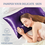 BEDELITE Satin Pillowcase for Hair and Skin, Super Soft Similar to Silk Pillow Cases 4 Pack with Envelope Closure, Cooling Pillowcases for Women Men (20"x30" Queen Size, Plum Purple)