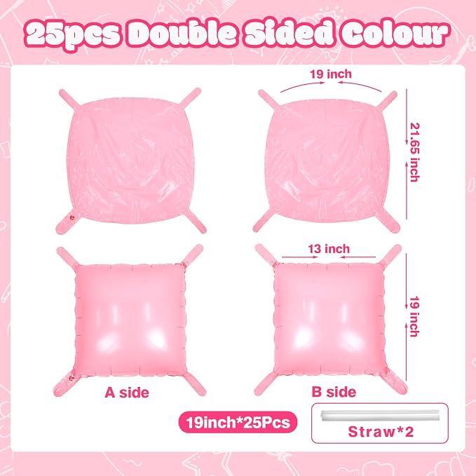 NISOCY 25PCS Pearl Light Pink Square Foil Balloons Wall Backdrop | Double Sided - Image 2