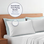 Kickoff Viscose Bamboo Pillowcase, King, Set of 2, 100% Organic Hidden Zippered Viscose Bamboo Pillow Case King Size, Cooling Pillow Cover for Hot Sleepers (20"x40", Trimmed, Coastal Blue)