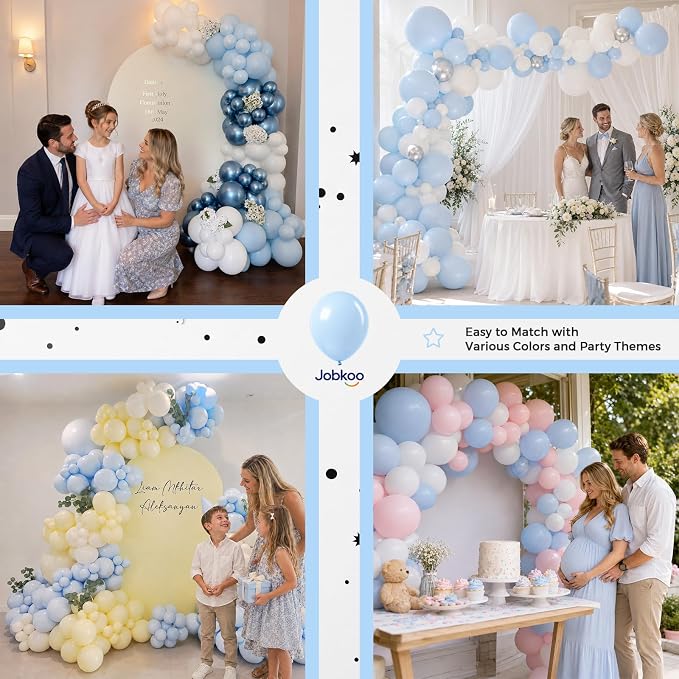 Jobkoo Pastel Blue Balloons 12 Inch - Image 6