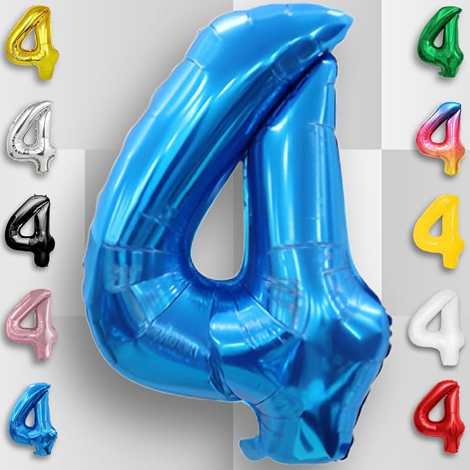 Blue Number Balloon 4 Mylar Foil Balloons 16 inch - Image 3