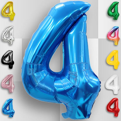 Blue Number Balloon 4 Mylar Foil Balloons 16 inch - Image 3