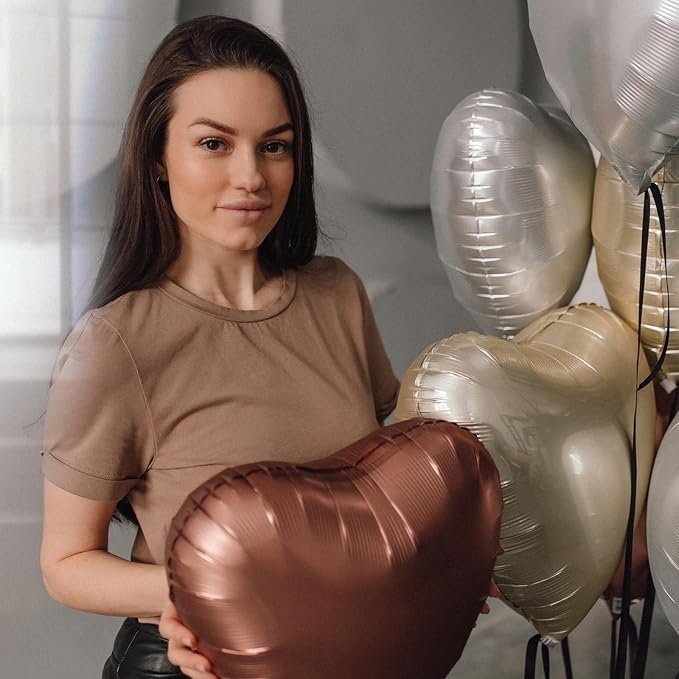 10PCS Brown Khaki Heart Shape Balloons - Image 6
