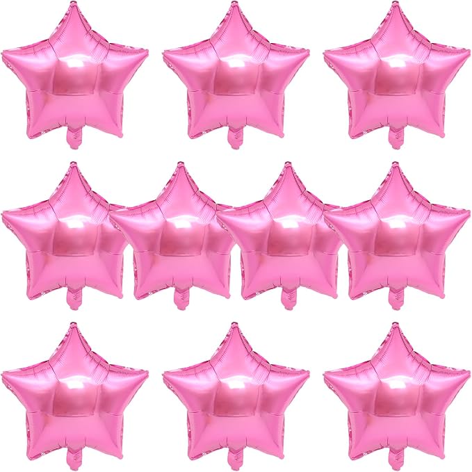 MEETINGU Pink 18 Inch Foil Mylar Star Balloons 10PCS Party Decorations | Pink by MEETINGU