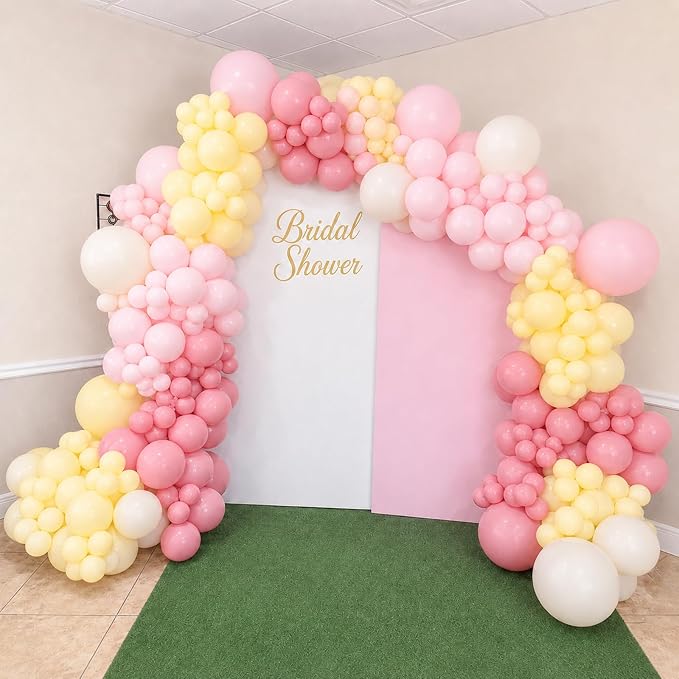 Pink and Yellow Balloons, 12 Inch Blush Pastel Baby Pink Light Yellow and Ivory - Image 6