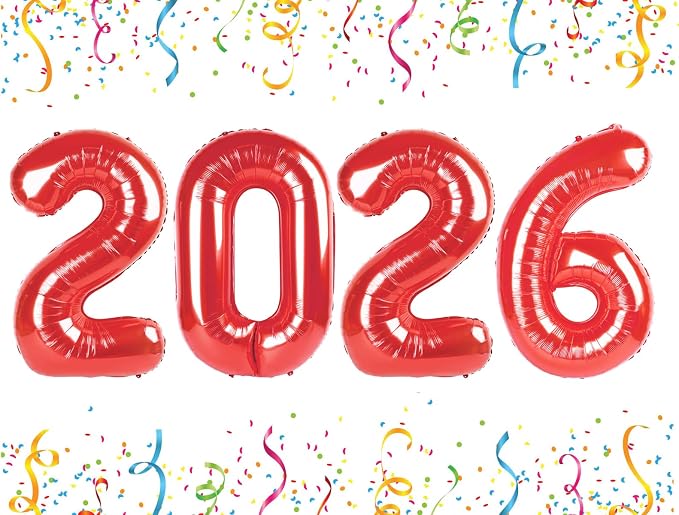 2026 Balloon Numbers Party Decorations, 40In Red Balloons | Eye-catching by Mluchee