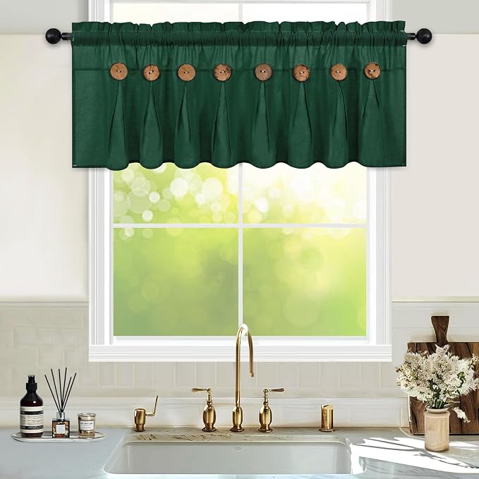 Farmhouse Valance Curtains, Boho Cotton Linen Kitchen Valance, Country Rod - Image 2