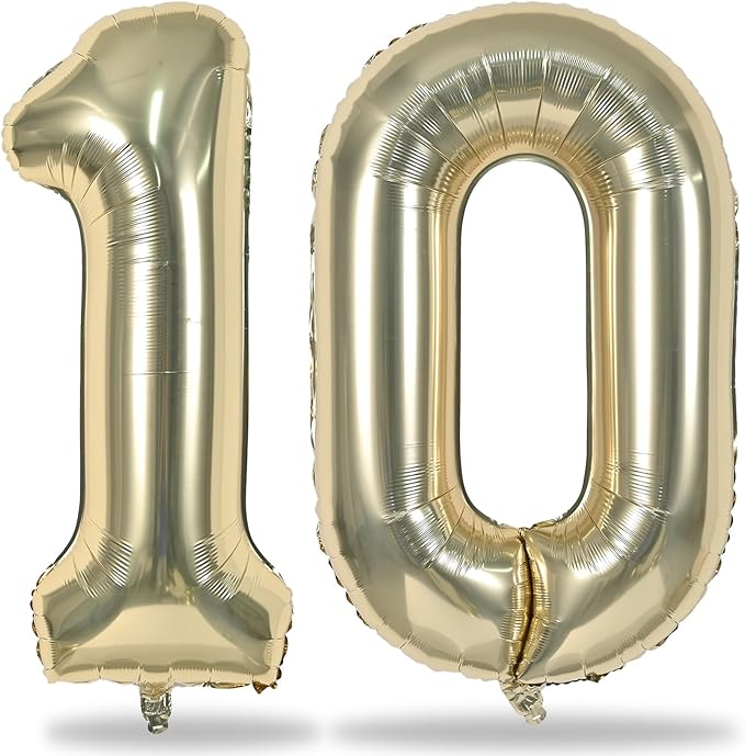 Champagne Gold Number 10 Balloons by Lingqiang