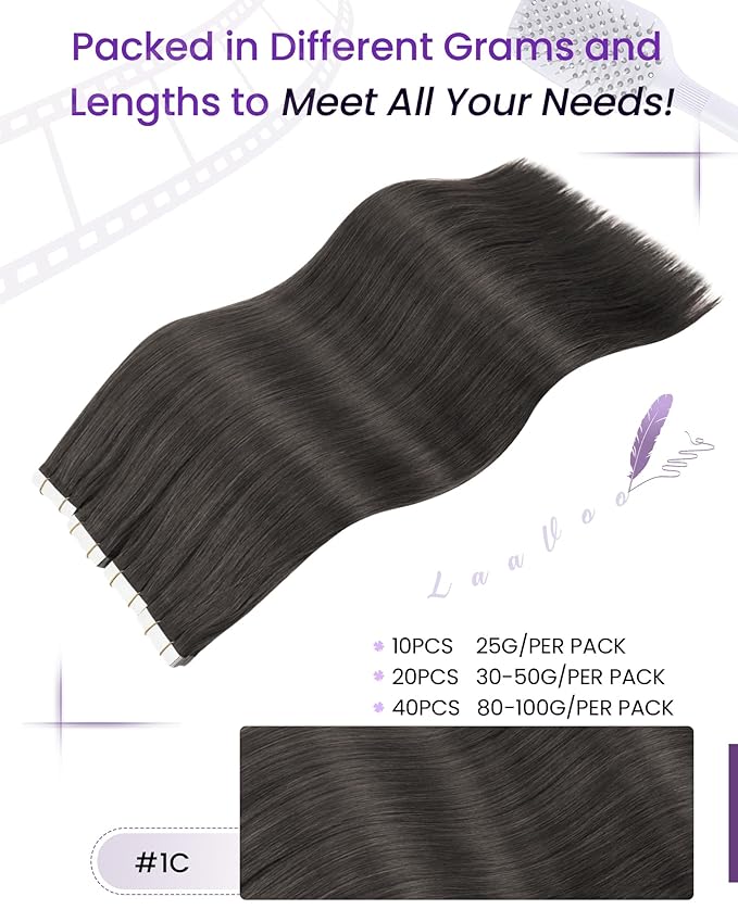 LaaVoo Tape in Hair Extensions Human Hair Mocha Brown Hair Extensions Real Human Hair Tape in Soft Hair Tape on Extension Seamless 18 Inch 20pcs 50g