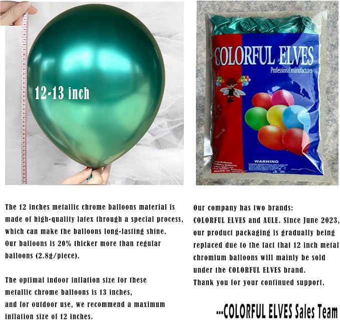 12 Inch 100 Pcs Latex Metallic Chrome Balloons Helium Shiny Thicken Balloons - Image 2