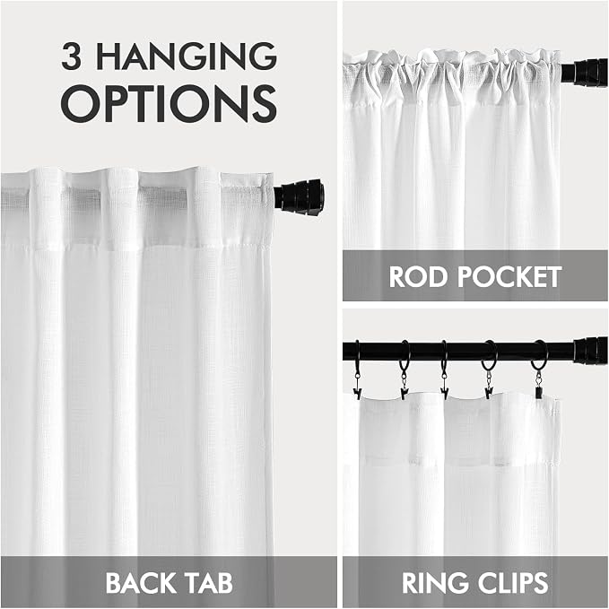 MIULEE White Linen Curtains Short 48 Inch Long 2 Panels - Image 3