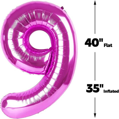 Rosy Purple Number 9 Balloon 40 inch, 9th Birthday Party Balloons Decoration | - Image 3