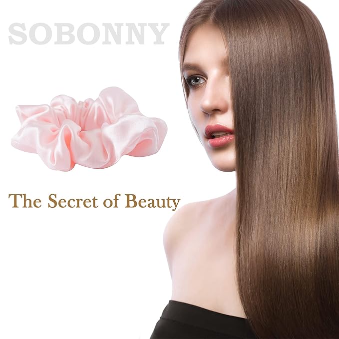 Mulberry Silk Hair Scrunchies, 100% Silk, No Damage for Frizz Prevention, Sleep and Night Scrunchie, Hair Accessories for Women (Pink, 1 Count)