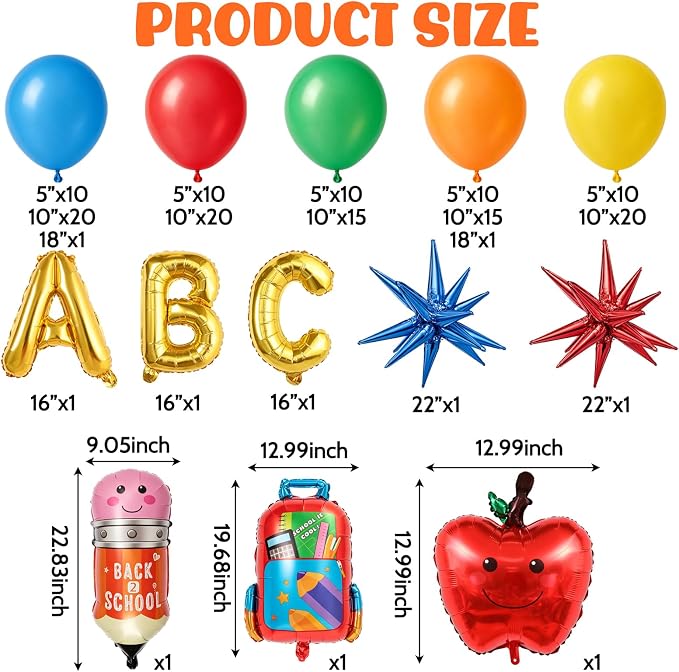 152Pcs Back to School Balloon Arch Kit Rainbow Garland - Image 2