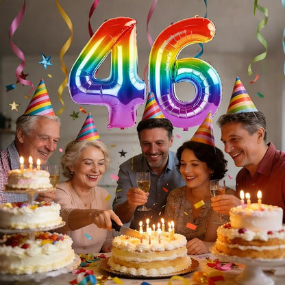 40 Inch Number 46 Balloons for 46th Birthday Party Decorations, 0-100 Rainbow - Image 2