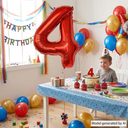 Red Number 4 Balloon 40 Inch, Foil Numeral - Image 6