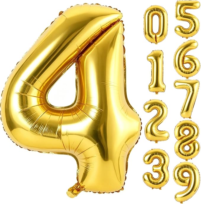 40 Inch Gold Number 4 Foil Balloon by Unknown