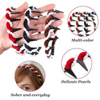 3 Pcs Vintage High Cranium Pearl Hairband Elegant Beaded Pearl Headbands with Teeth Comb Hair Hoop Band Headwear Fashion Braided Head Band Non Slip Hair Comb Hairs Accessories Gift for Women Girls