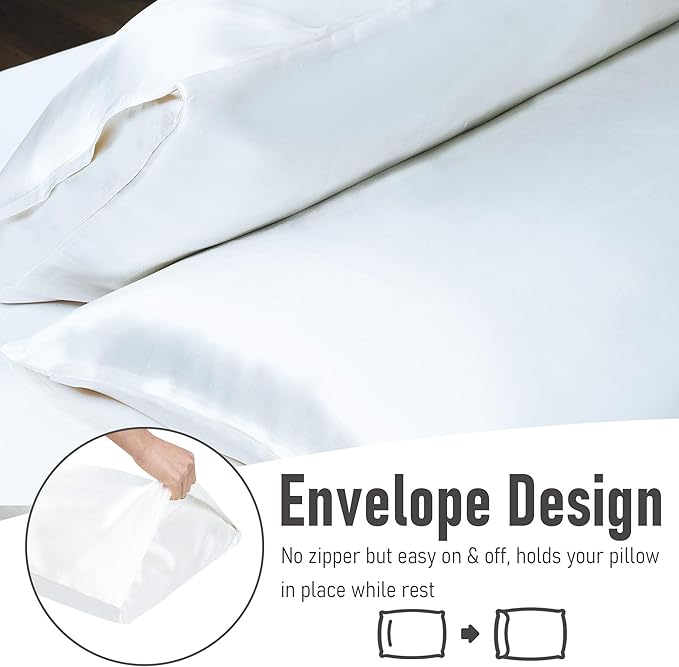 Tyfitb Satin Pillowcase Set for Hair & Skin Care – Cooling, Hypoallergenic, Anti-Frizz, Wrinkle-Free – Soft, Luxurious Pillowcases with Envelope Closure – 2-Pack, Standard Size 20x26, Gift-Ready