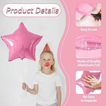 Pink and Teal Blue Star Foil Balloons, 18 Inch Metallic Turquoise Stars - Image 3