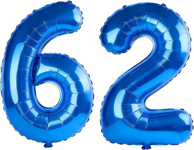 40 Inch Number 62 Balloons for 62nd Birthday Party Decorations, 0-100 Dark Blue by FOBELEC
