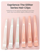 AIMIKE Extended Sectioning Hair Clips w/Built-in Silicone Band, 4.8" No-Crease Non-Slip Hair Styling Clips for Thick, Curly Hair – Blow Drying,Hair Rollers, Rust-Free –6 Pack, OpalShell Duckbill Clips