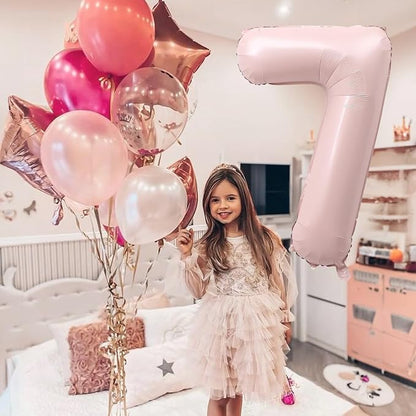 Light Pink Number Balloon 7, 40 Inch Large Self Inflating 7 Foil Number - Image 5