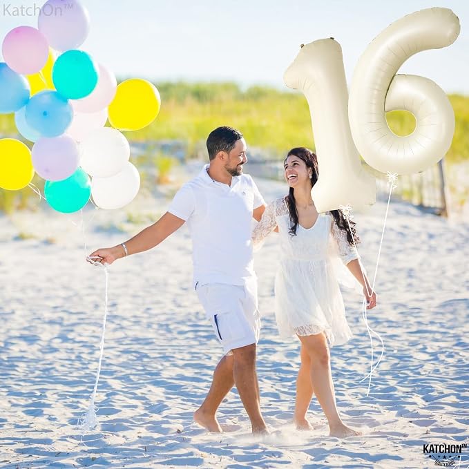 KatchOn Cream 16 Balloon Numbers 40 Inch | 16 Birthday Balloons, Sweet 16 - Image 7