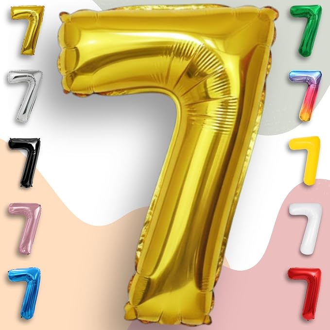 Gold Number Balloon 7 Mylar Foil Balloons 32 inch - Image 5