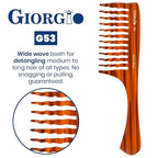Giorgio G53 Wide Tooth Comb for Curly and Thick Hair, Large Handmade Rake Comb for Wet and Dry Use, Saw-Cut and Hand Polished (8")