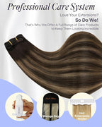 Full Shine Clip in Hair Extensions Balayage 135 G Thick Hair Extensions Clip ins Straight Dark Brown to Light Brown Remy Hair for Volume 18 Inch 7 Pcs