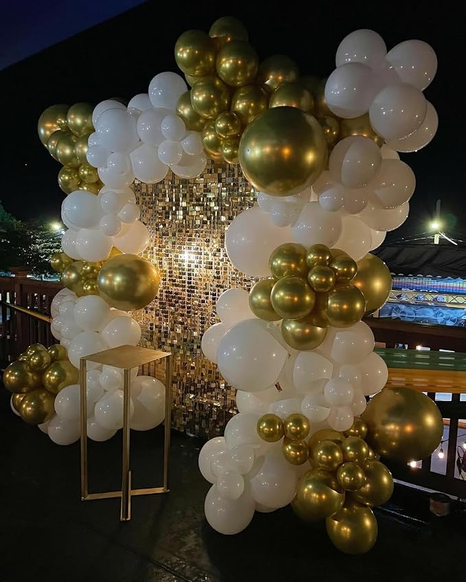 White and Gold Balloons Garland Arch Kit - Image 7