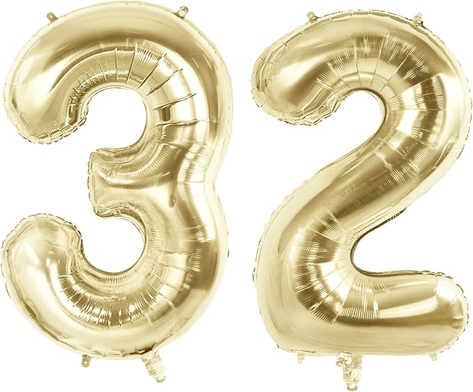 Number 32 Balloons for 32nd Birthday Party Decorations, 40 Inch 0-100 by Joycard