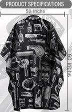 Professional Waterproof Hair Styling Cape Nylon Haircuting Salon Cape Gown Hair Salon with Snap Closure - 50" x 60"