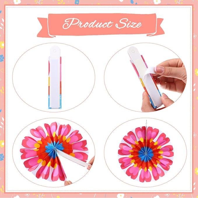 Outus Flower Hanging Decorations Summer Paper Fans Classroom Ceiling Wall Decor - Image 3