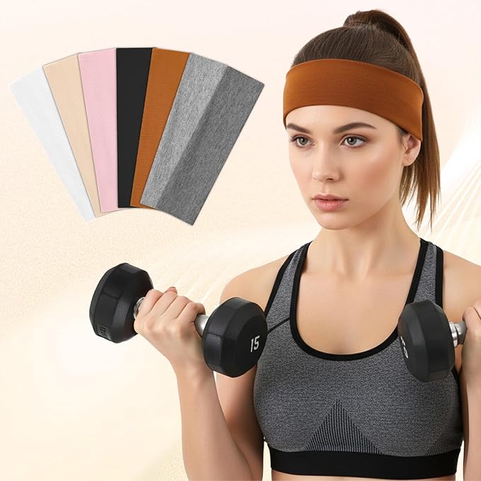 Thick Headbands for Women, 8 Pcs Non Slip Sports Elastic Head Bands for Women's Hair Soft Fabric Headbands Cotton Cloth Hair Bands Accessories for Washing Face Workouts Yoga Skincare Daily Use