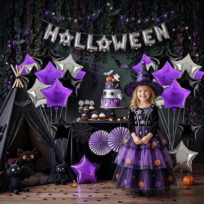 TONIFUL 15 Pack Purple Black Silver Star Foil Balloons | 18 Inch Mylar Star - Image 4