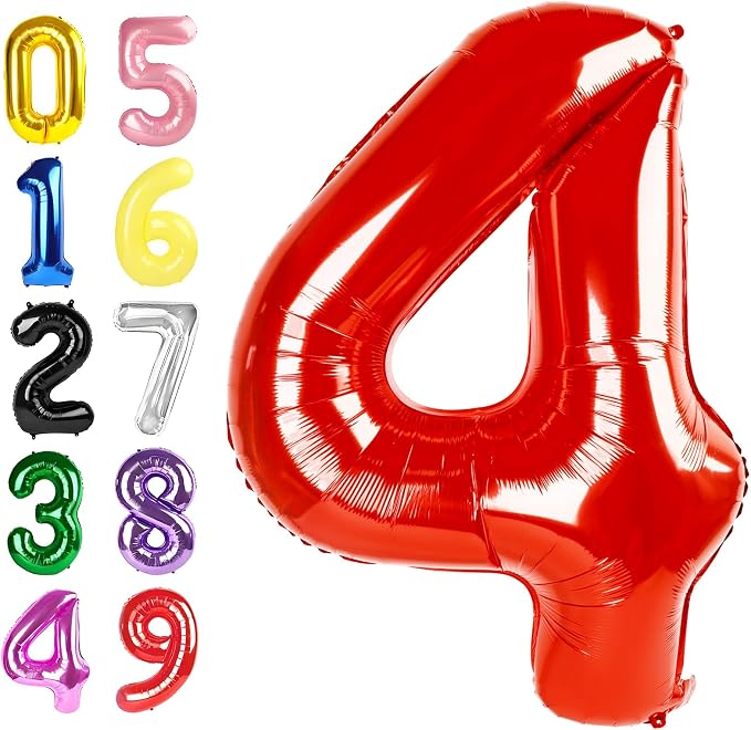 Number Balloons 40 Inch Red 3 Balloon by Argthjy