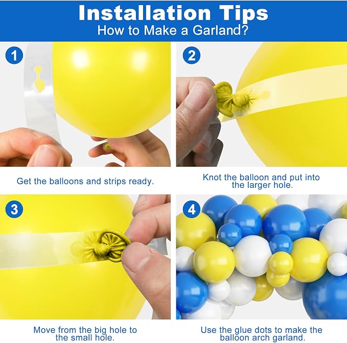 124PCS Blue Yellow White Balloon Garland Arch Kit, 18 12 5 inch Matte Blue - Image 3