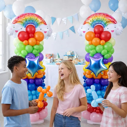 Skylety 2 Sets Rainbow Balloon Column Stand Kit Adjustable Colorful Balloon - Image 5