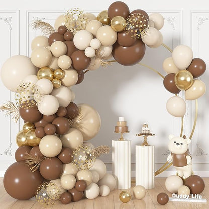 164Pcs Brown and Gold Balloons Garland Arch Kit Different Sizes | 18 12 10 5 by OUDDYLIFE