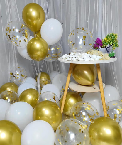 300 Pack Gold and White Balloons 12 Inch Gold Confetti Balloons - Image 6
