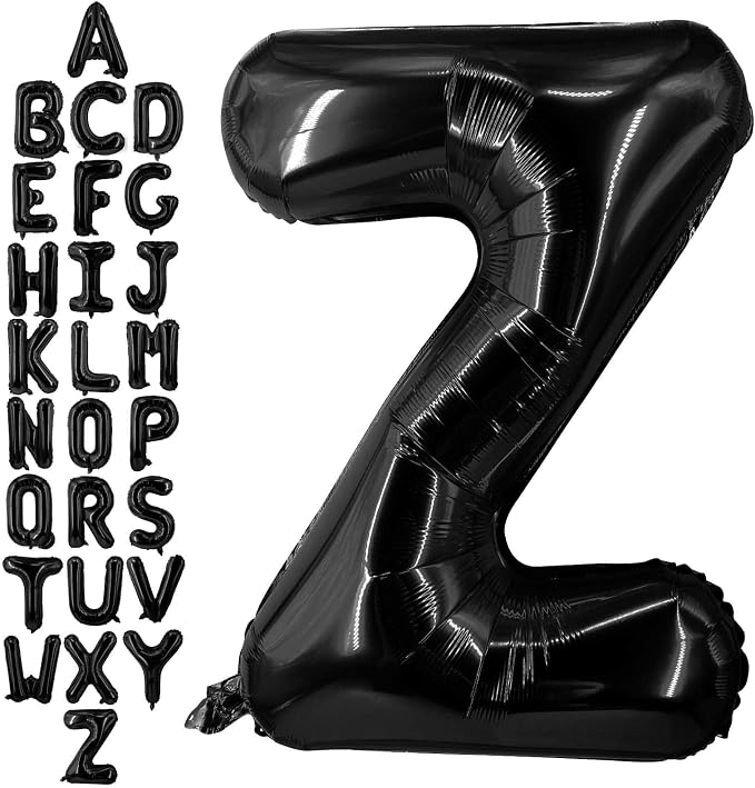 40 Inch Black Letter Z Balloons, DIY Phrase Foil Alphabet Letter Z Balloons DIY by LHOAVWE