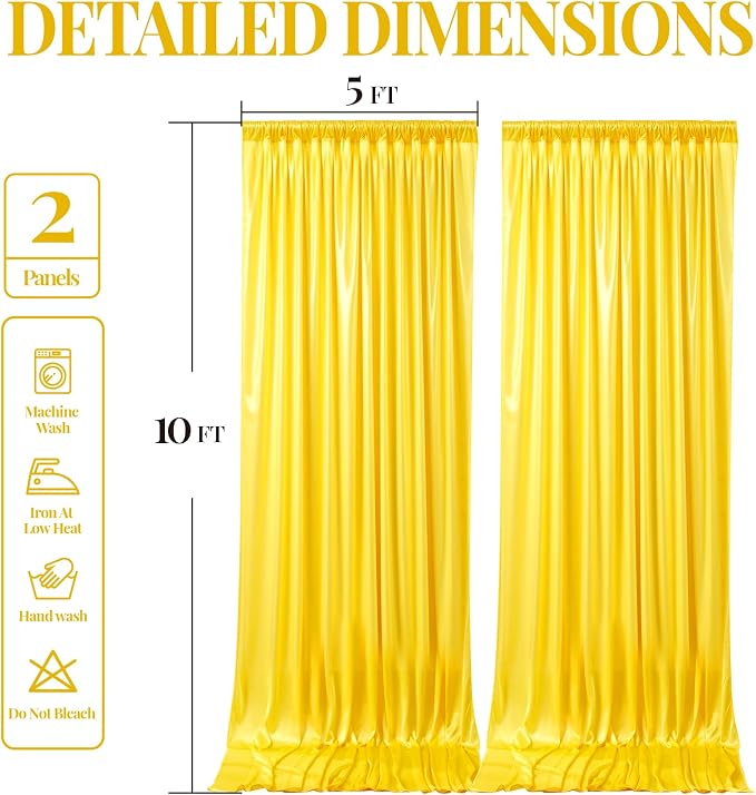 10x10ft Yellow Gold Glitter Backdrop Curtain - Image 9