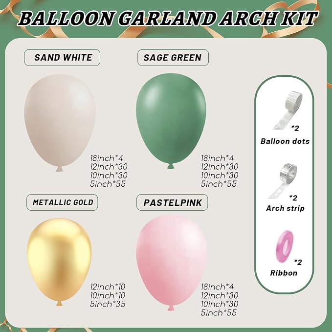 412Pcs Pink and Green Balloon Garland Arch Kit -Different Sizes 18 12 10 5inch - Image 2