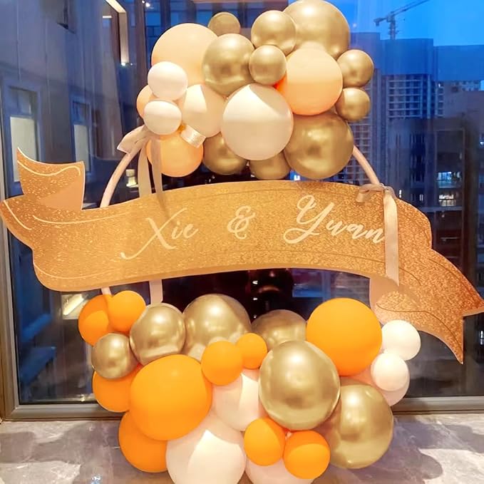 Yellow White Nude Gold Balloon Garland Arch Kit - Image 7